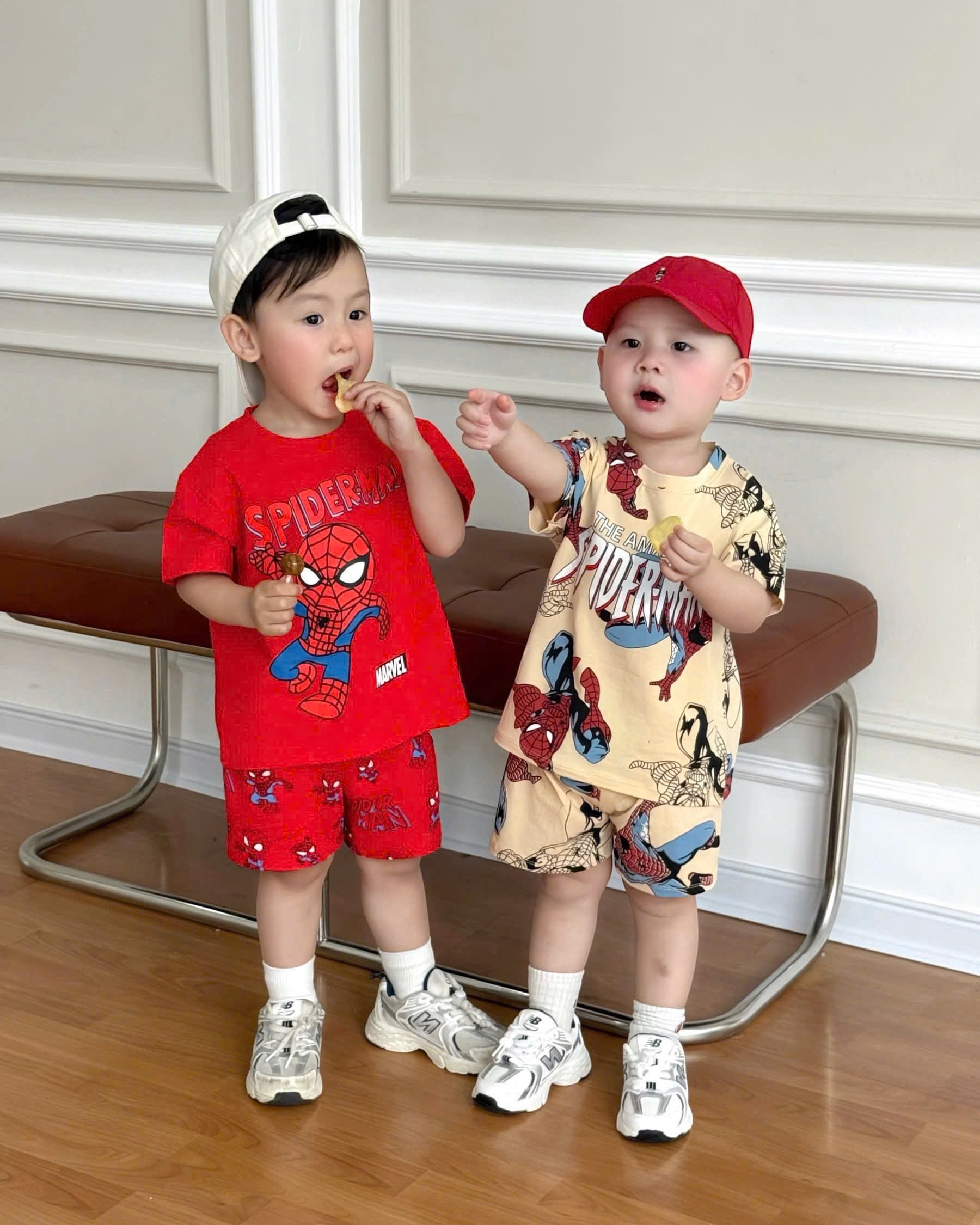 T169 - SET 2 BỘ ĐÙI BÉ TRAI SPIDERMAN đỏ be tràn