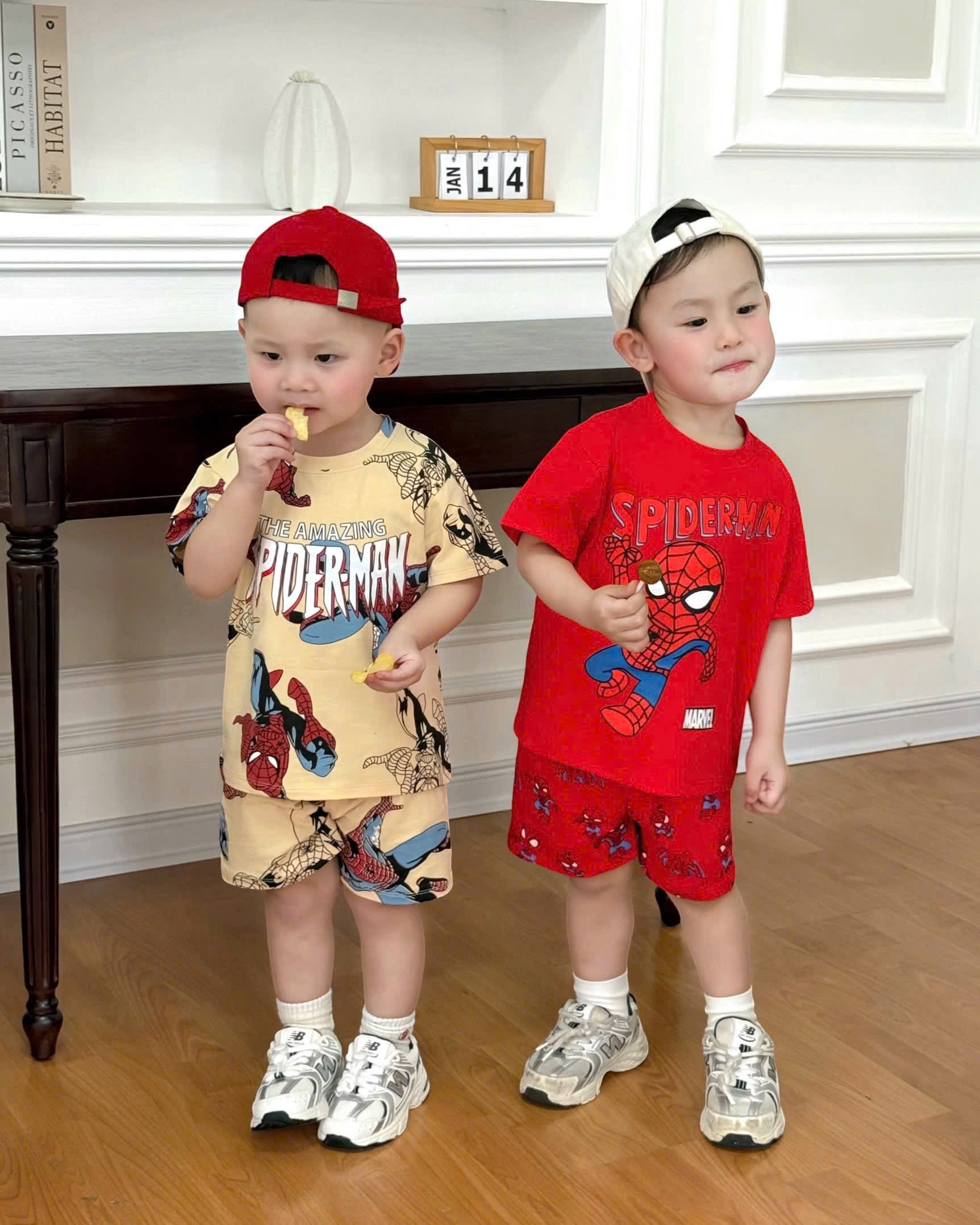 T169 - SET 2 BỘ ĐÙI BÉ TRAI SPIDERMAN đỏ be tràn