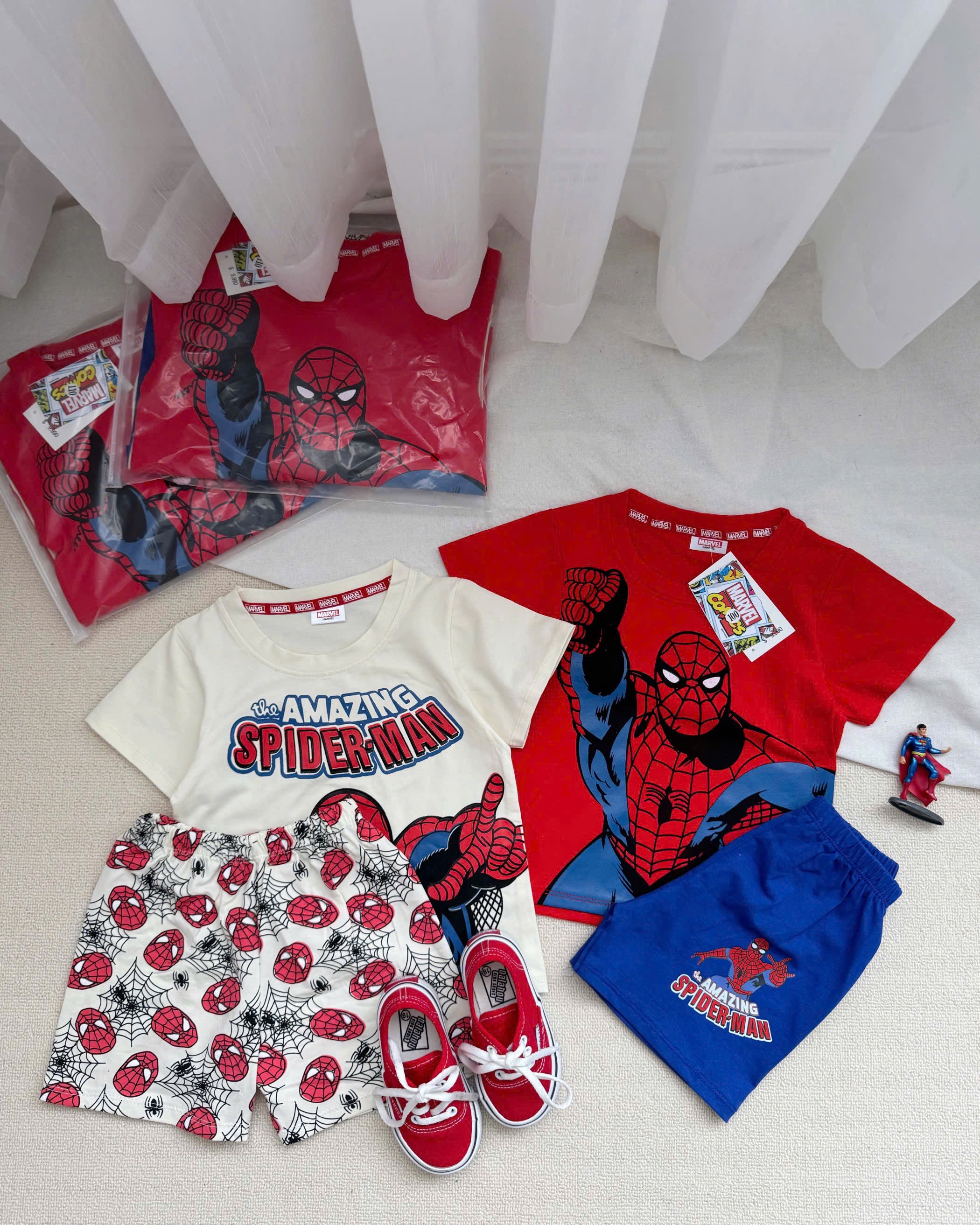T179 - SET 2 BỘ ĐÙI BÉ TRAI AMAZING SPIDERMAN đỏ be
