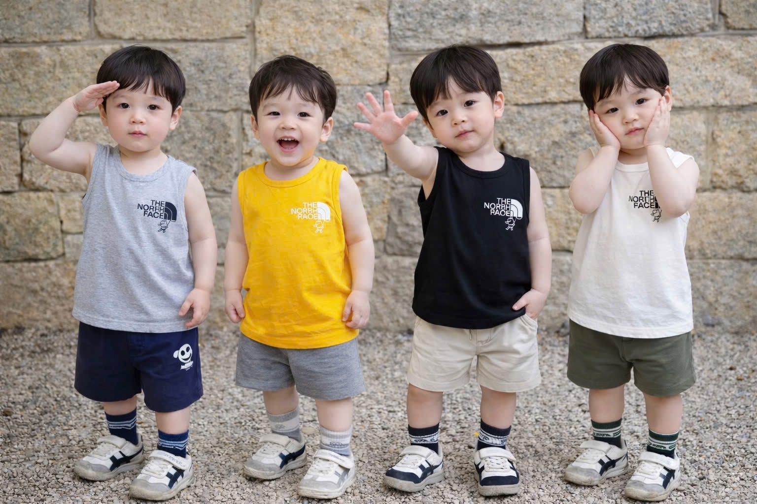 AB895 - SET 4 ÁO BÉ TRAI BA LỖ THE NORBH FAOE đen xám vàng trắng