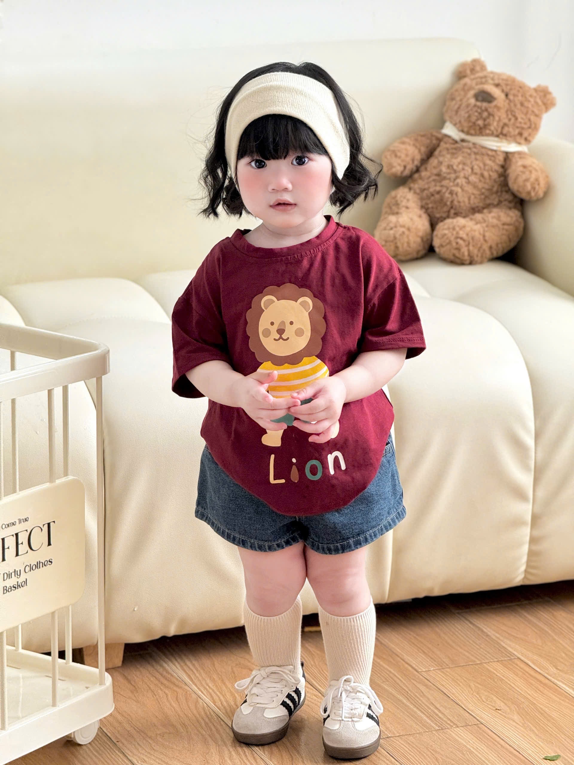 AB900 - SET 3 ÁO BÉ TRAI CỘC GẤU SƯ TỬ than đỏ trắng