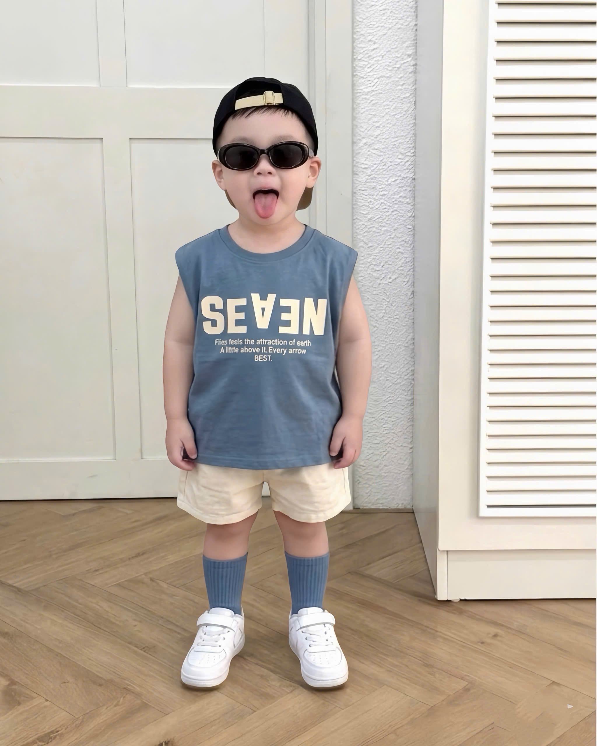 AB913 - SET 3 ÁO BÉ TRAI BA LỖ SEAEN xanh rêu trắng
