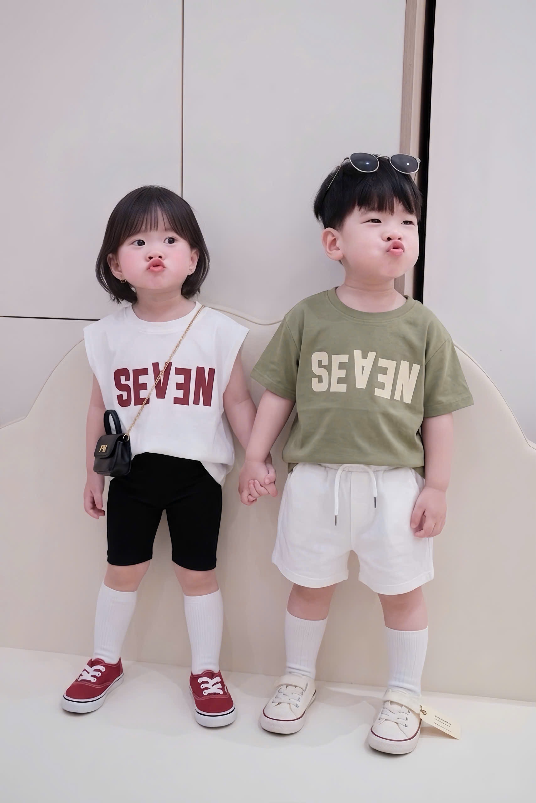 AB913 - SET 3 ÁO BÉ TRAI BA LỖ SEAEN xanh rêu trắng