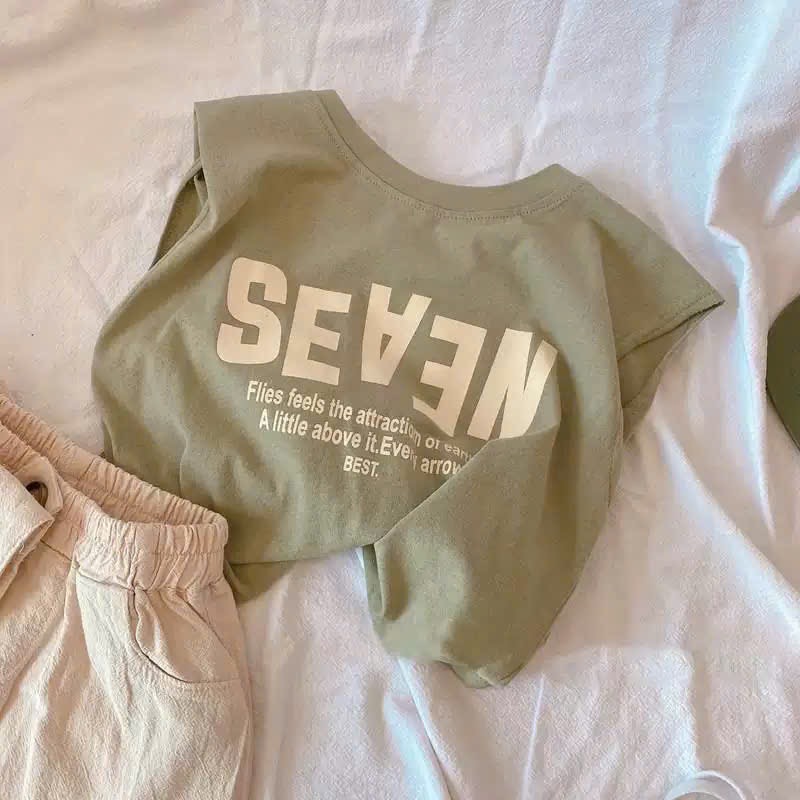 AB913 - SET 3 ÁO BÉ TRAI BA LỖ SEAEN xanh rêu trắng