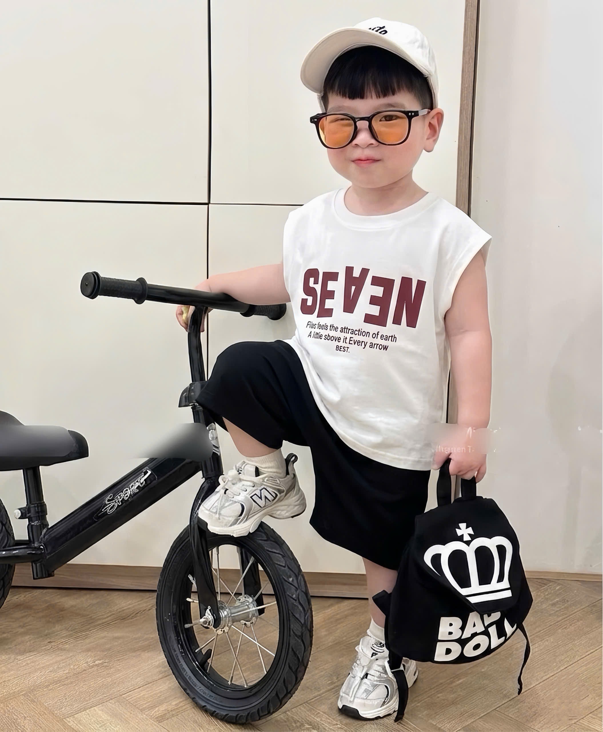 AB913 - SET 3 ÁO BÉ TRAI BA LỖ SEAEN xanh rêu trắng
