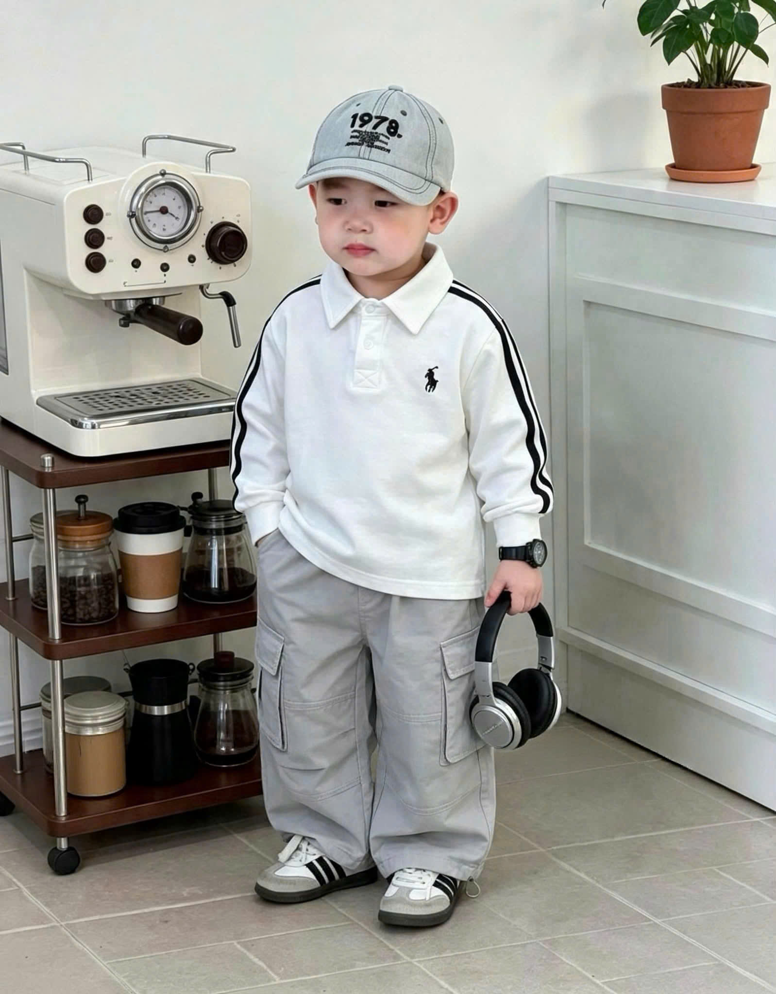 AB933 - SET 3 ÁO POLO BÉ TRAI DÀI TAY KỊ SĨ CỔ TRẮNG