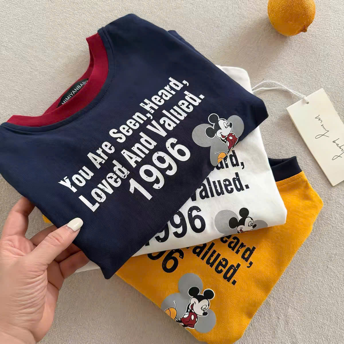 AB949 - SET 3 ÁO BÉ TRAI DÀI TAY CỔ VIỀN 1996 than vàng trắng