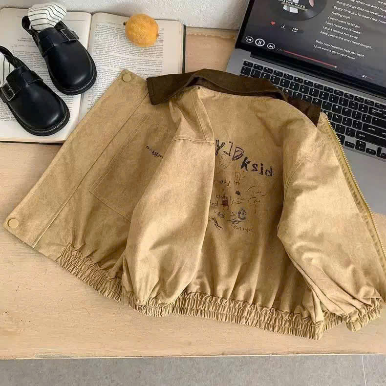 AB955 - ÁO KHOÁC BÉ TRAI BOMBER DA LỘN BE CỔ NÂU