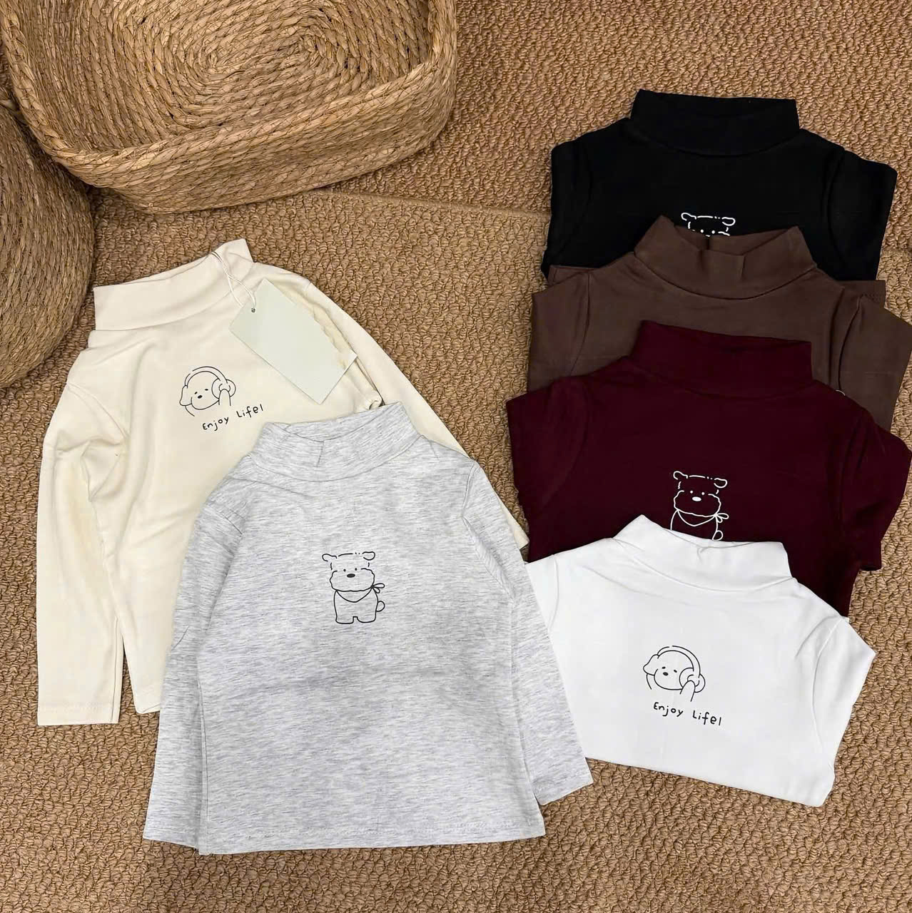 AB961 - SET 3 ÁO BÉ TRAI CỔ 3P ZIP LÔNG GẤU ENJOY