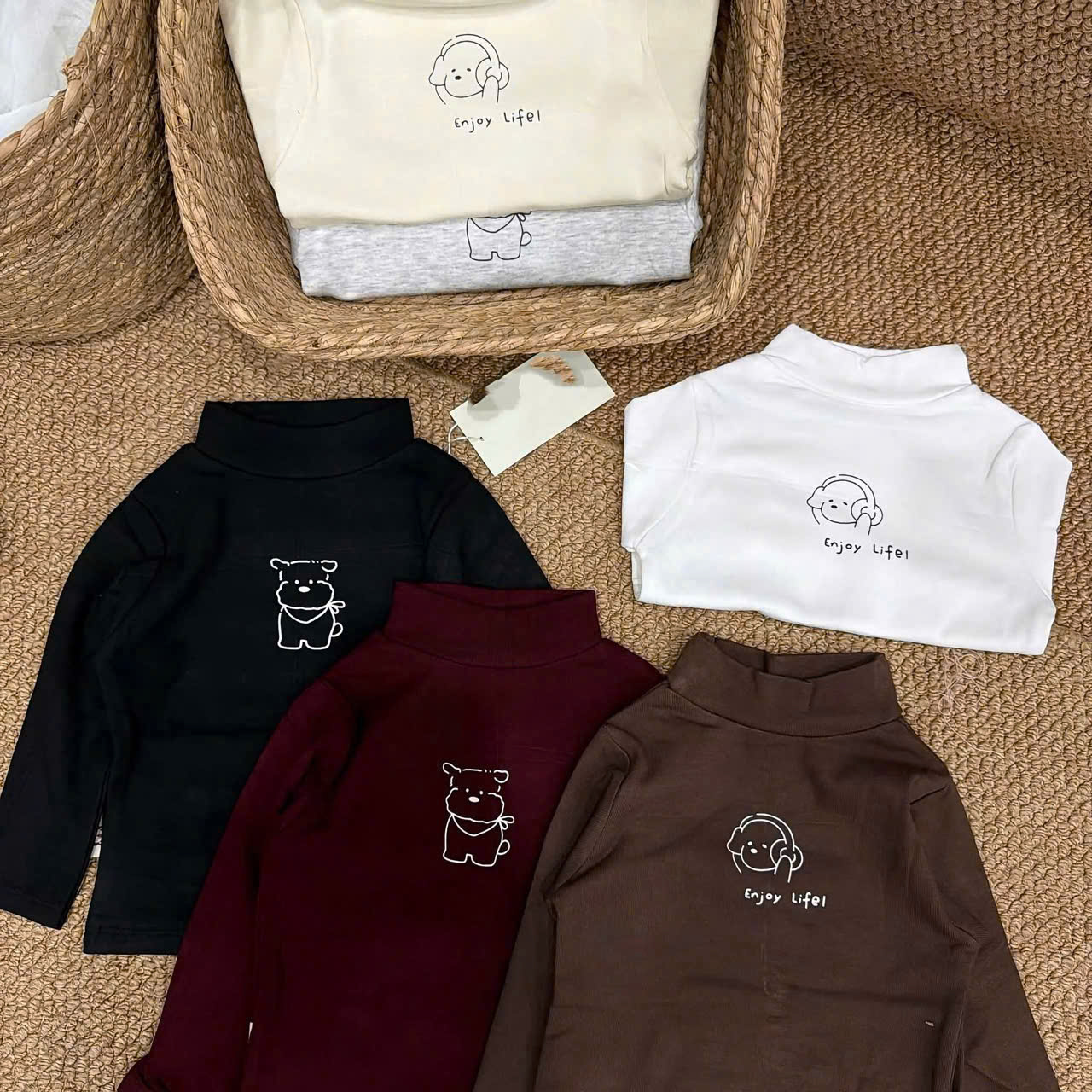 AB961 - SET 3 ÁO BÉ TRAI CỔ 3P ZIP LÔNG GẤU ENJOY