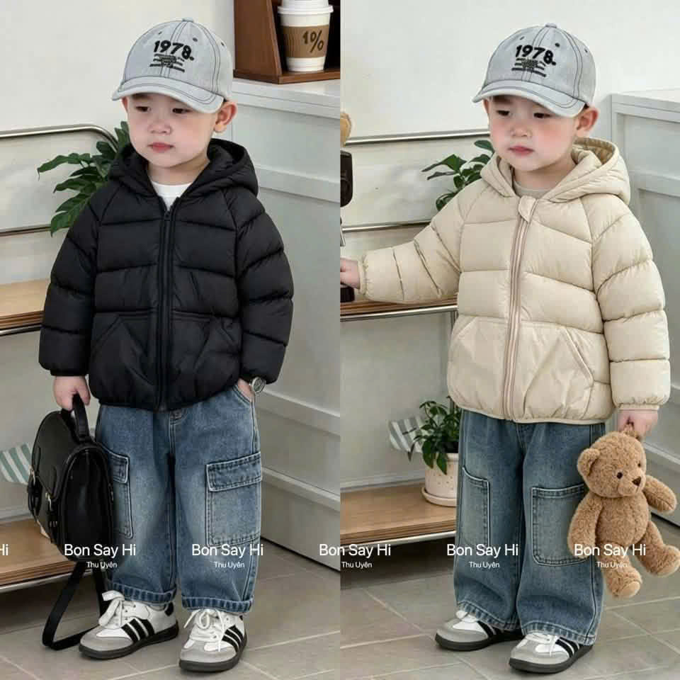 (chờ) AB963 - ÁO PHAO BÉ TRƠN QC MŨ LIỀN 5M