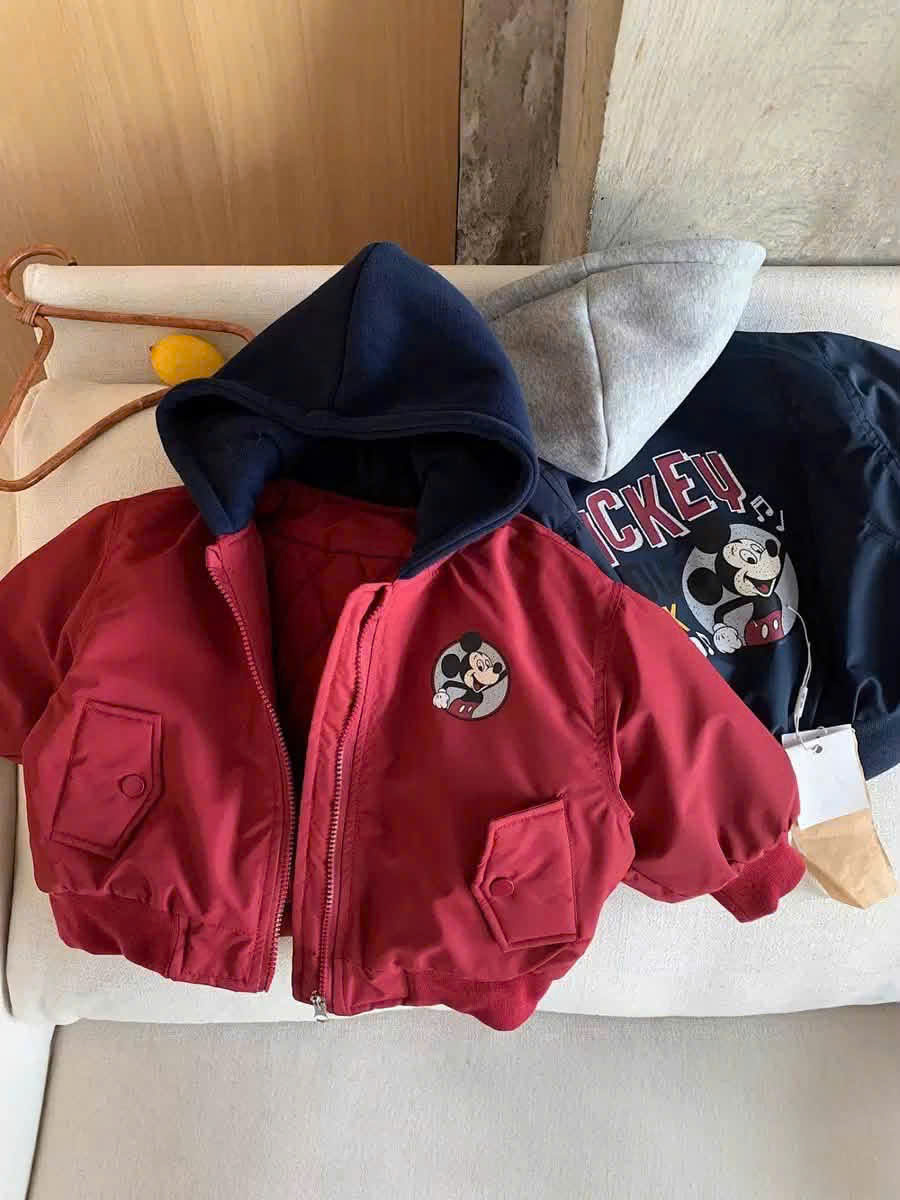 AB964 - ÁO KHOÁC BOMBER BÉ TRAI MICKEY TÚI NẮP