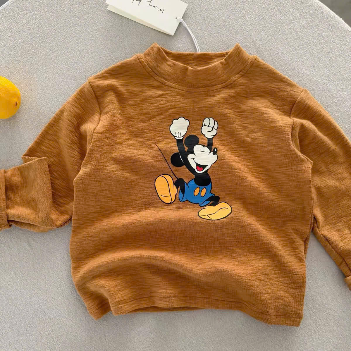 (chờ) AB984 - SET 3 ÁO BÉ TRAI DÀI TAY ZIP XƯỚC MICKEY MOUSE than vàng trắng