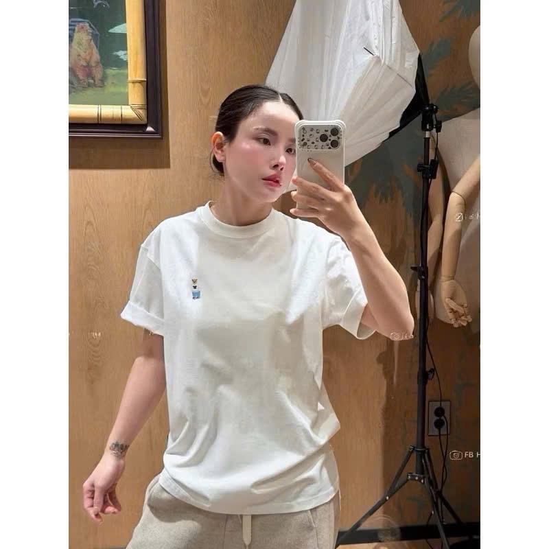 ANU392 - SET 2 ÁO PHÔNG NỮ THÊU GẤU W đỏ trắng