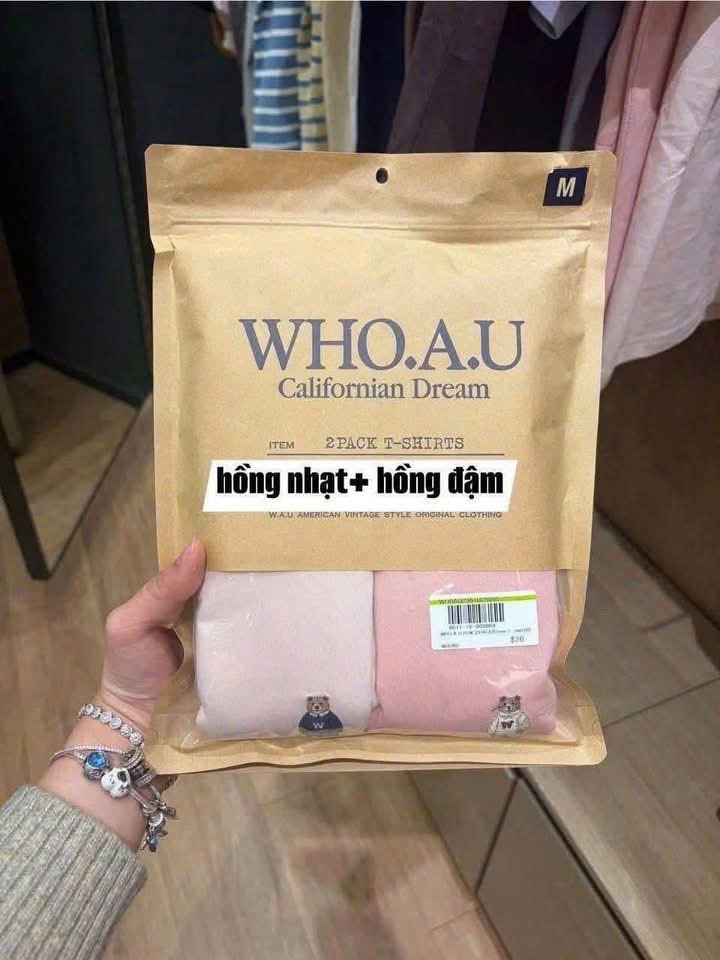 ANU395 - SET 2 ÁO PHÔNG NỮ THÊU GẤU W hồng đậm nhạt