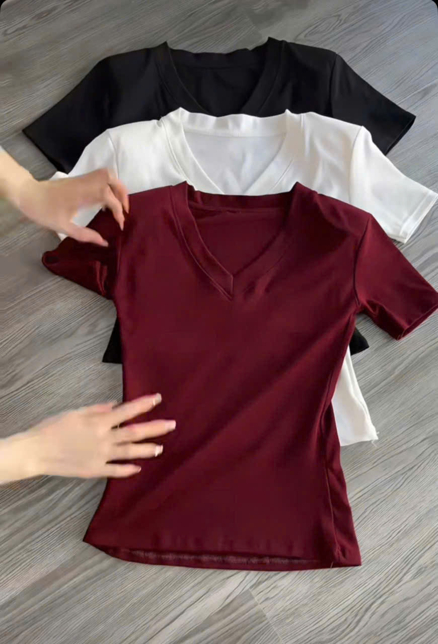 ANU406 - SET 3 ÁO ZIP NỮ CỔ TIM đen đỏ trắng