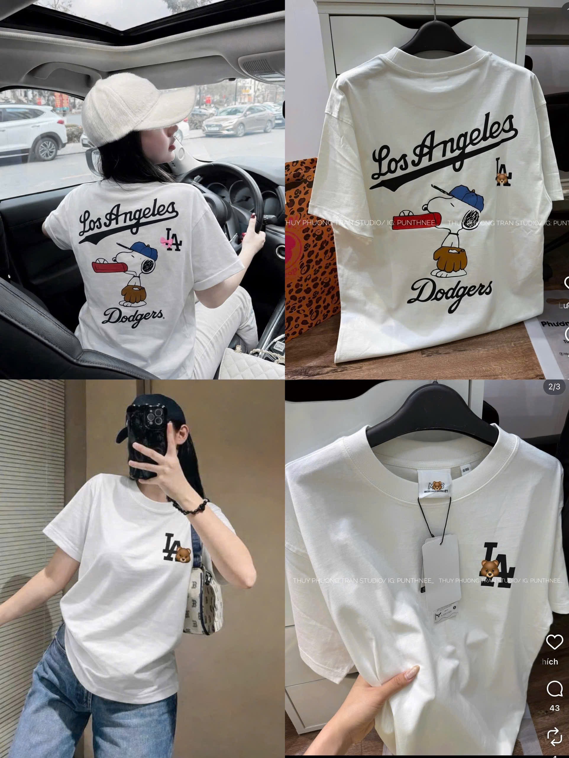 ANU408 - ÁO PHÔNG NỮ TRẮNG LA CHÓ SNOOPY