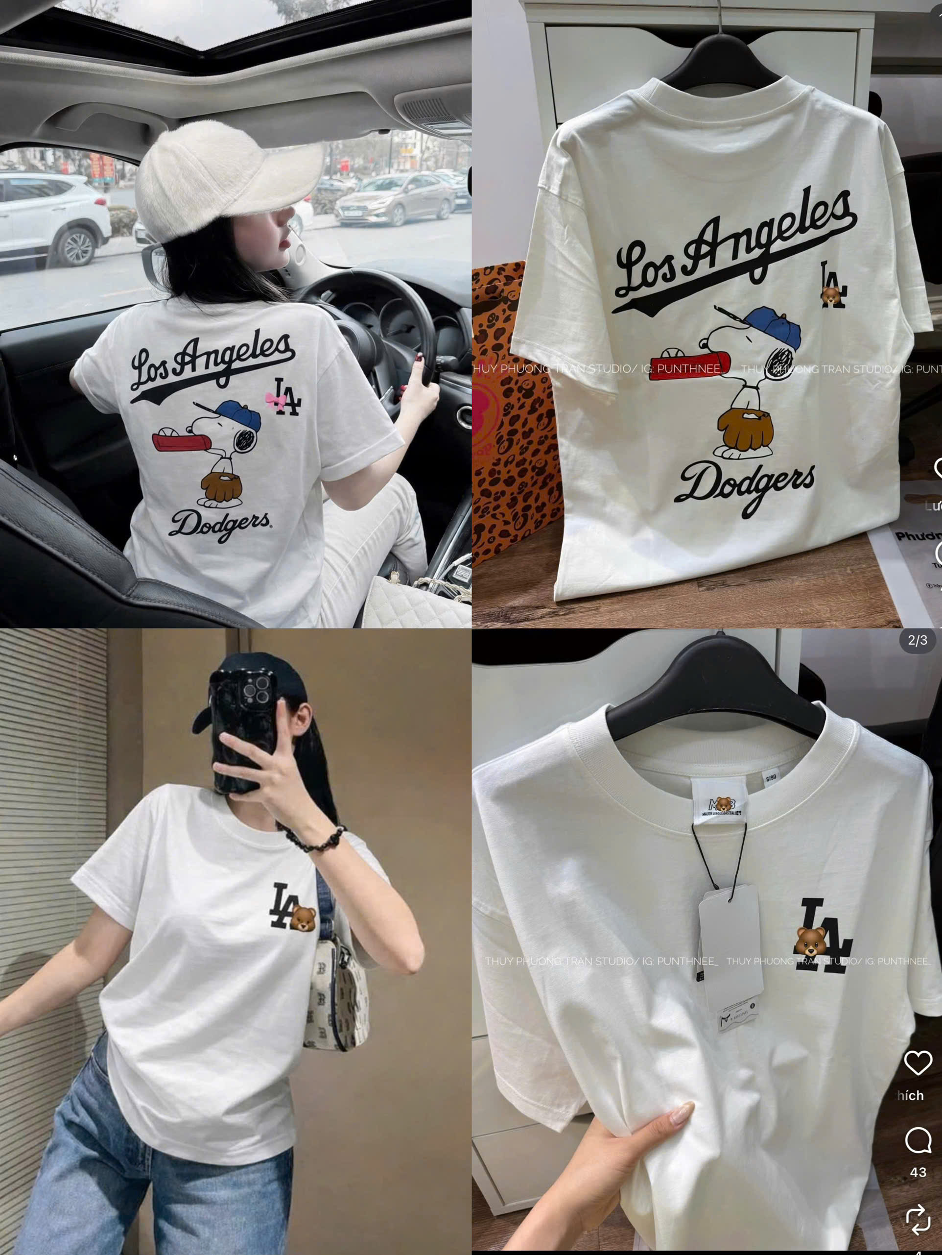 ANU408 - ÁO PHÔNG NỮ TRẮNG LA CHÓ SNOOPY