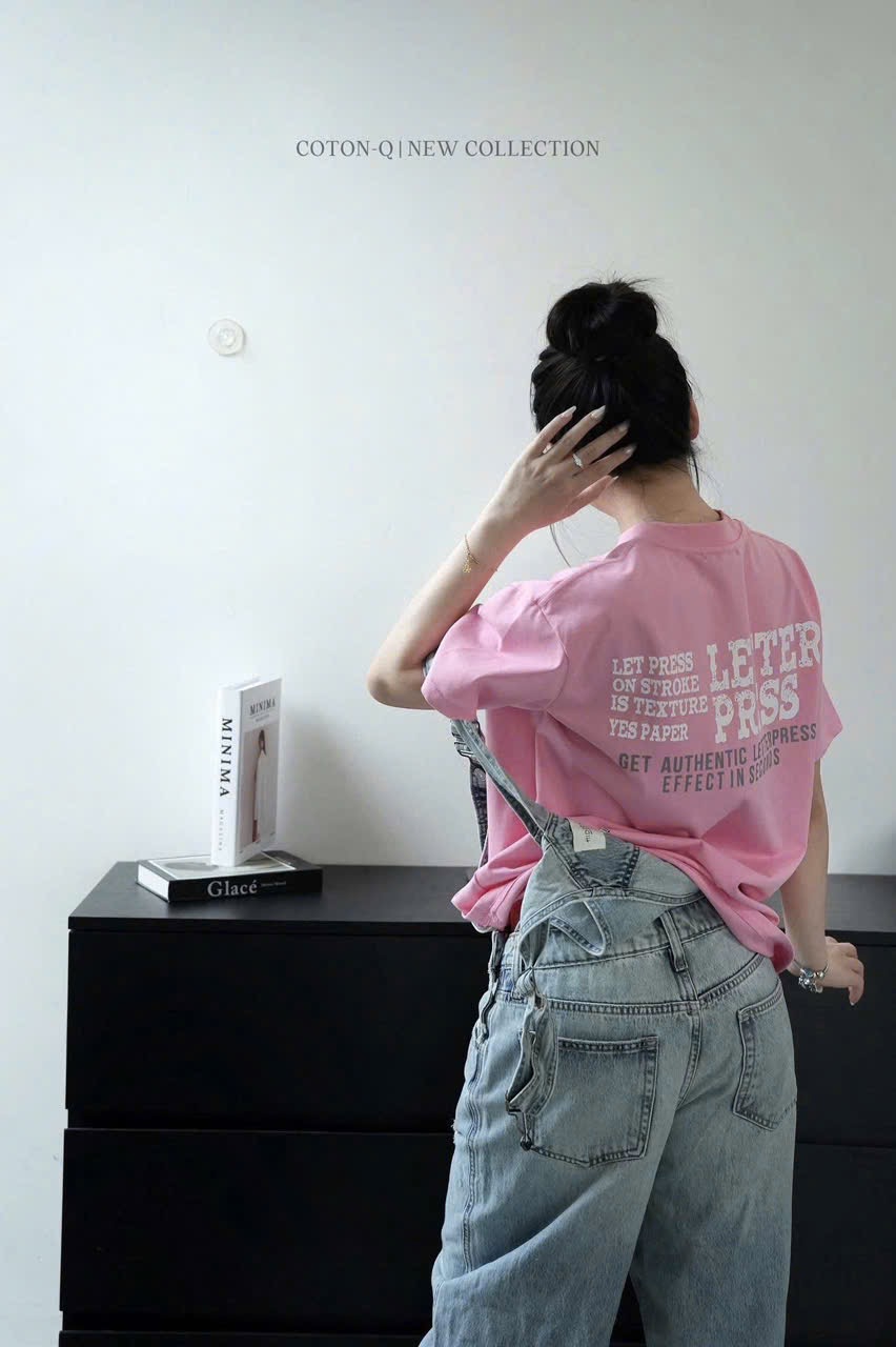 ANU409 - ÁO PHÔNG NỮ HỒNG SEN AUTHENTIC LETTER
