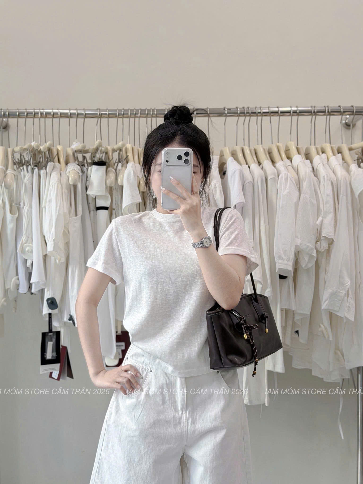 (chờ) ANU422 - SET 3 ÁO PHÔNG NỮ đen hồng trắng