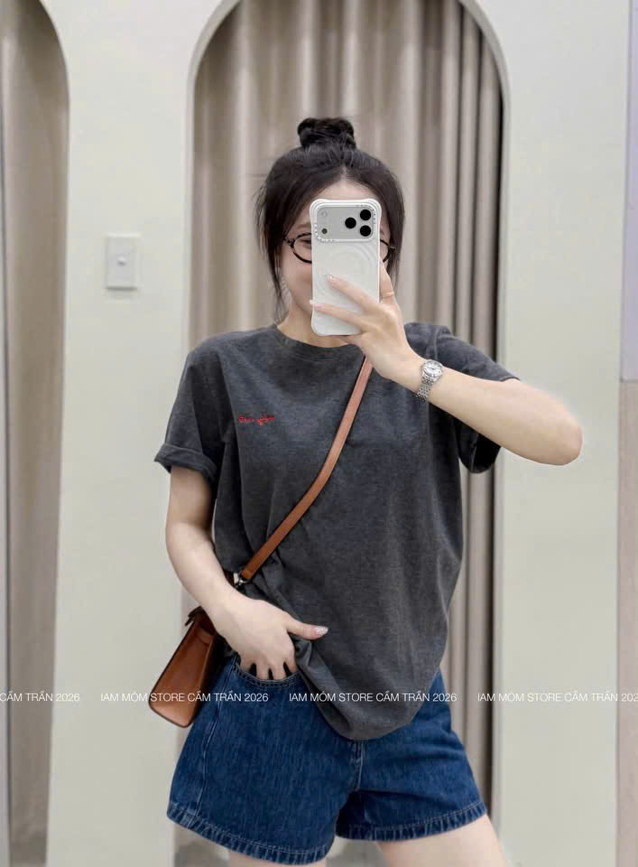 ANU458 - SET 3 ÁO THUN NỮ CỘC IN CHỮ than xám trắng