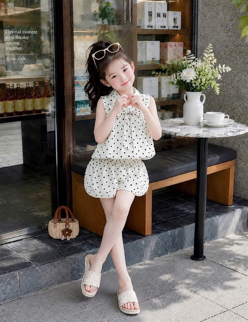 G062 - SET BÉ GÁI CHẤM BI SÁT NÁCH CỔ BẺ QUẦN BÍ