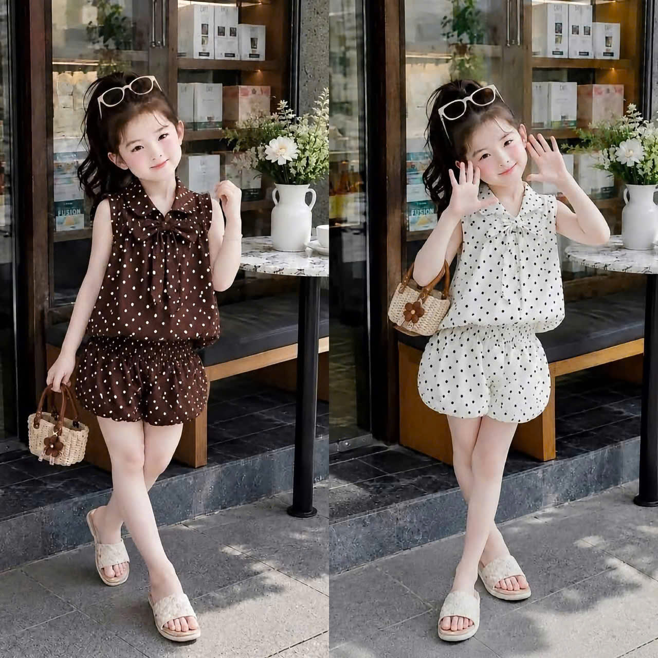G062 - SET BÉ GÁI CHẤM BI SÁT NÁCH CỔ BẺ QUẦN BÍ