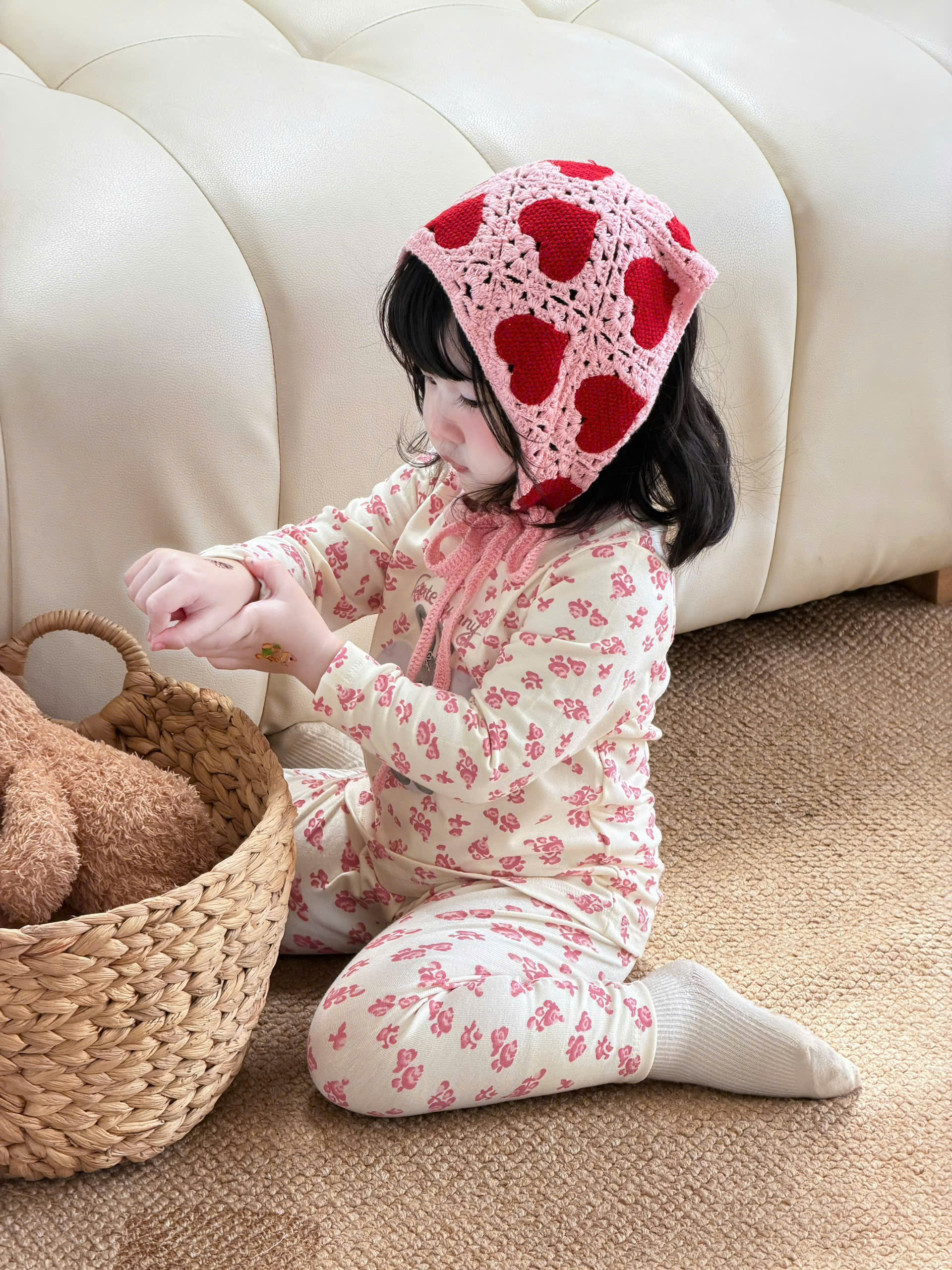 G094 - SET 2 BỘ BÉ GÁI ZIP DÀI TAY GẤU THỎ HỒNG