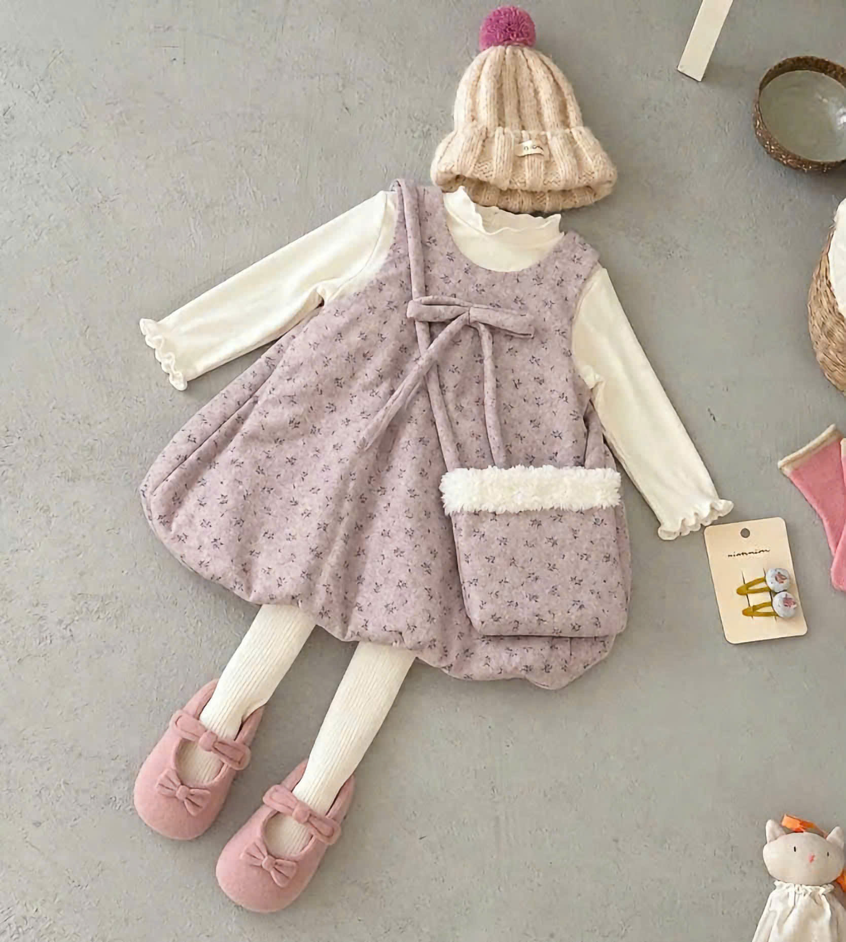 (chờ) G144 - SET BÉ GÁI ÁO GIỮ NHIỆT MIX VÁY HOA NHÍ