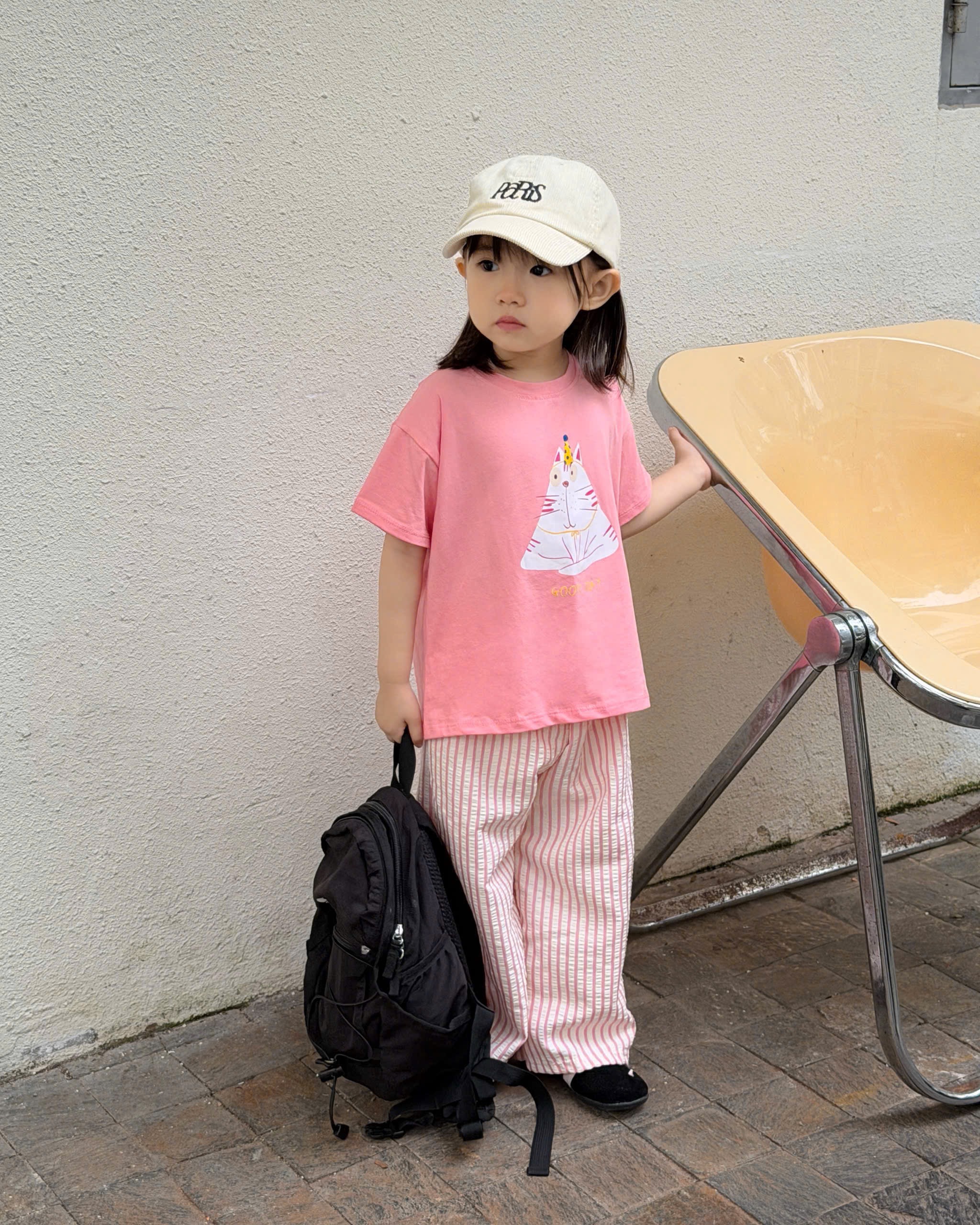 G948 - BỘ BÉ GÁI ÁO HỒNG CỘC HỔ GOOD DAY QUẦN SỌC DÀI