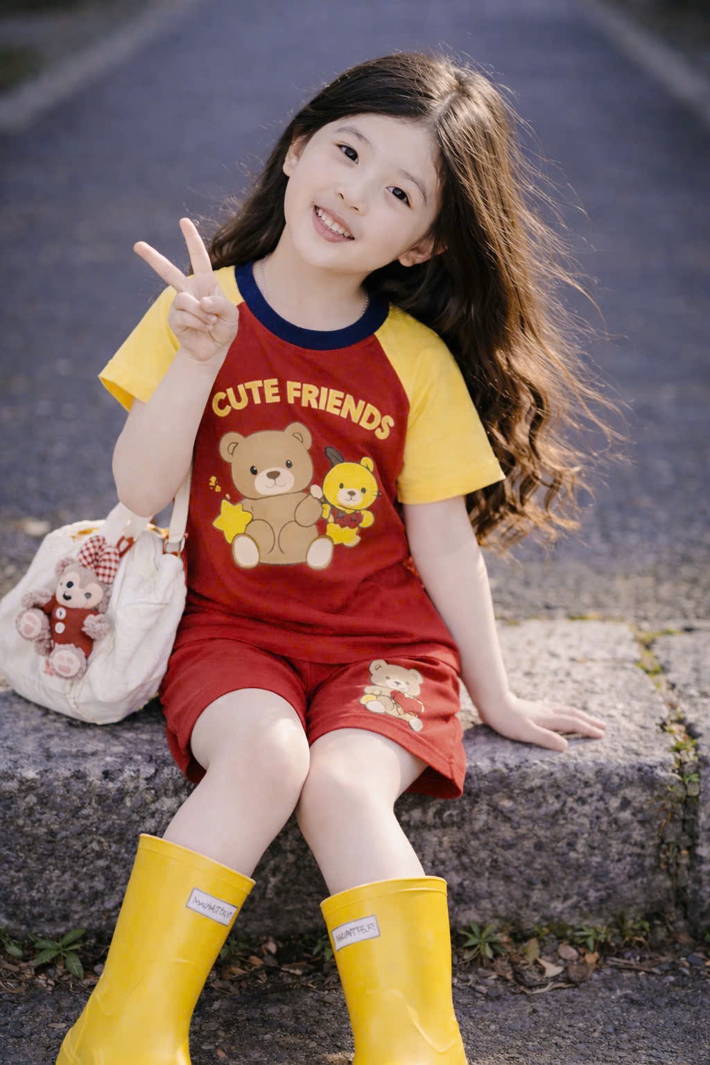 G971 - BỘ ĐÙI BÉ GÁI SIZE ĐẠI GẤU THÚ CUTE PHỐI TAY