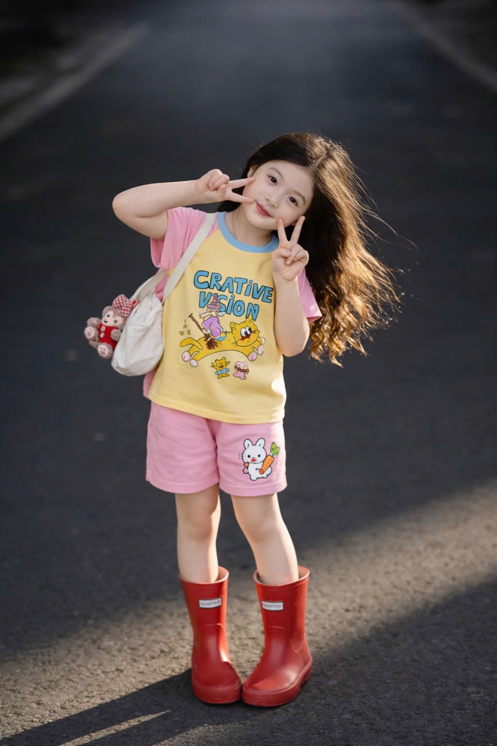 G971 - BỘ ĐÙI BÉ GÁI SIZE ĐẠI GẤU THÚ CUTE PHỐI TAY