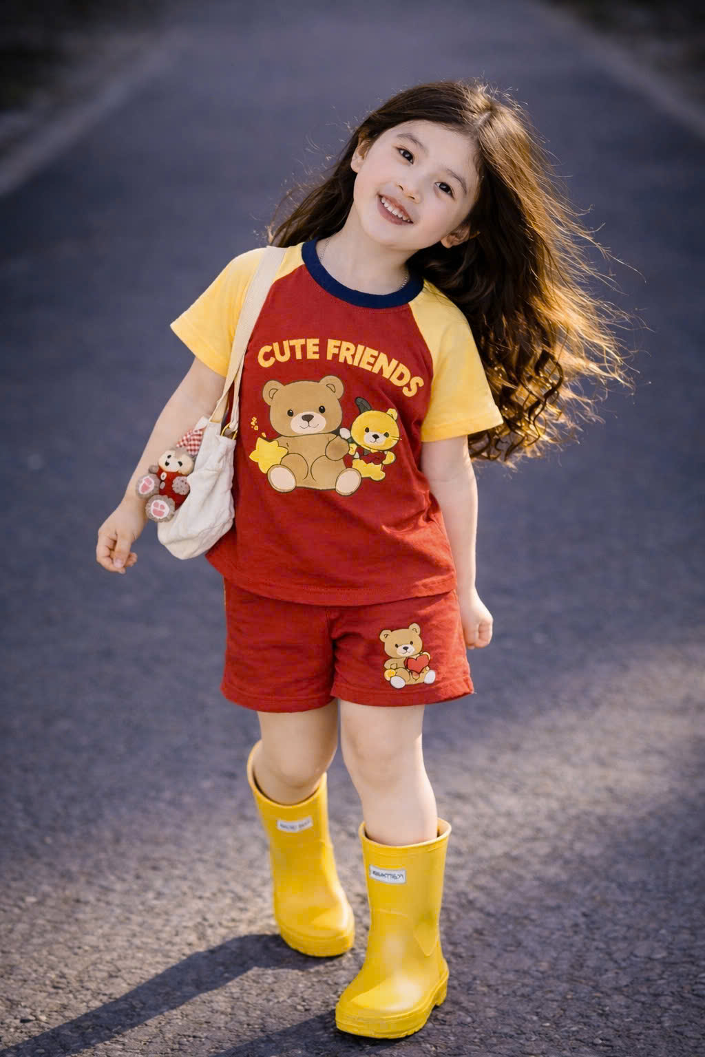 G971 - BỘ ĐÙI BÉ GÁI SIZE ĐẠI GẤU THÚ CUTE PHỐI TAY
