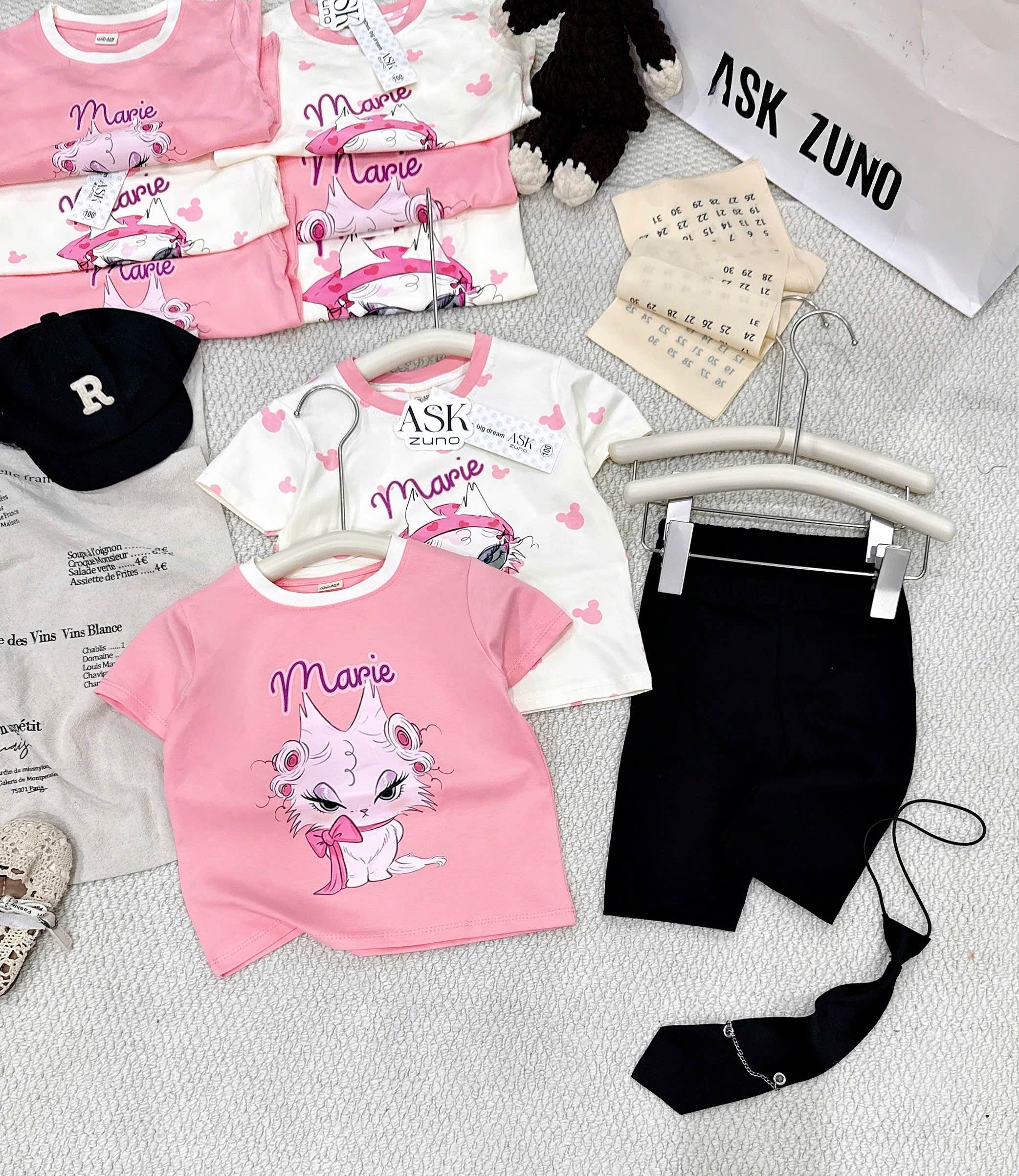 G974 - SET 2 BỘ ĐÙI BÉ GÁI MÈO Marie QUẦN LEGGING ĐEN