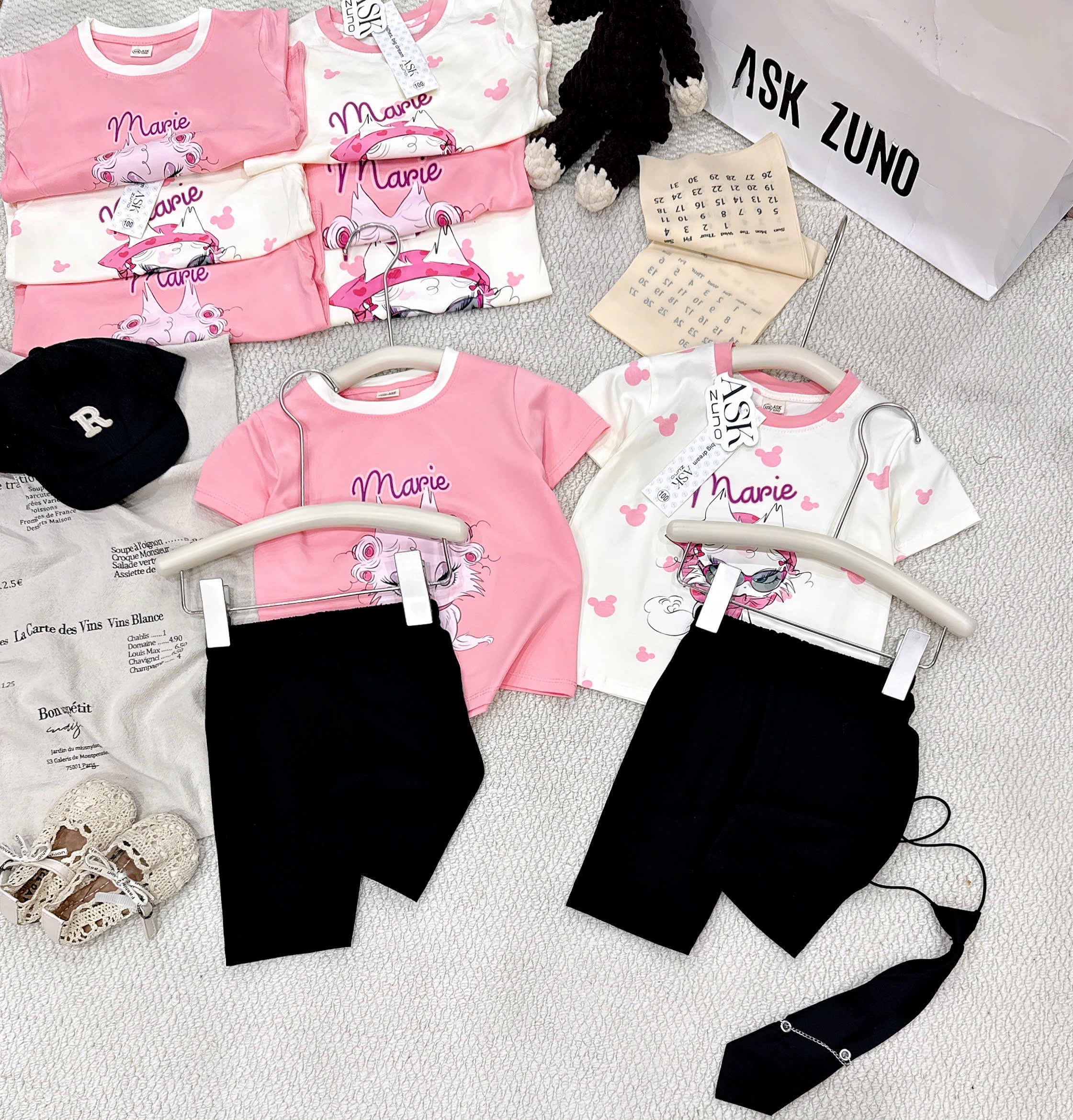 G974 - SET 2 BỘ ĐÙI BÉ GÁI MÈO Marie QUẦN LEGGING ĐEN