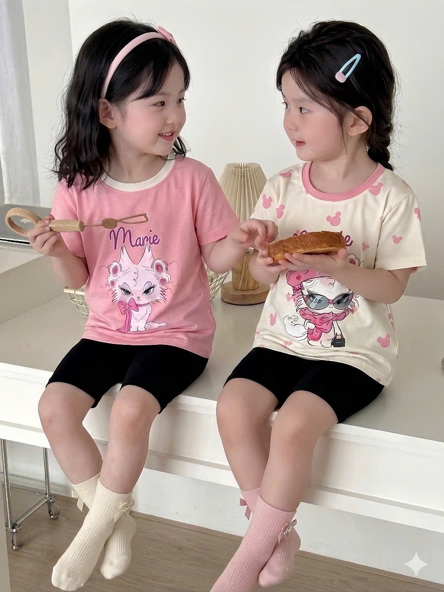 G974 - SET 2 BỘ ĐÙI BÉ GÁI MÈO Marie QUẦN LEGGING ĐEN