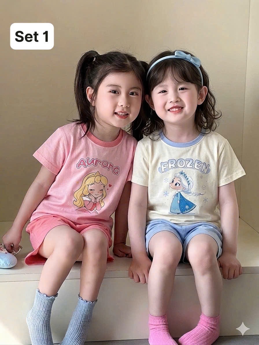 G975 - SET 2 BỘ ĐÙI BÉ GÁI CÔNG CHÚA NHÍ