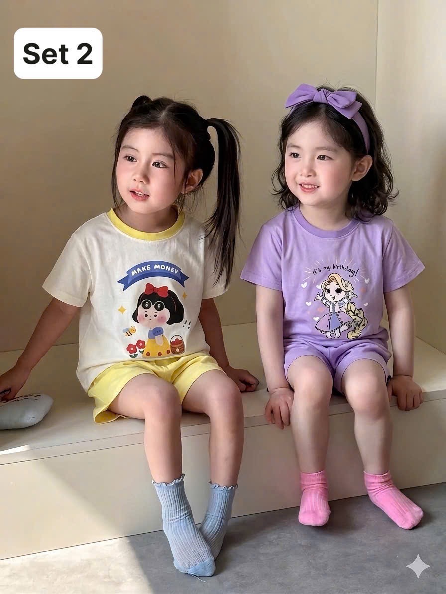 G975 - SET 2 BỘ ĐÙI BÉ GÁI CÔNG CHÚA NHÍ