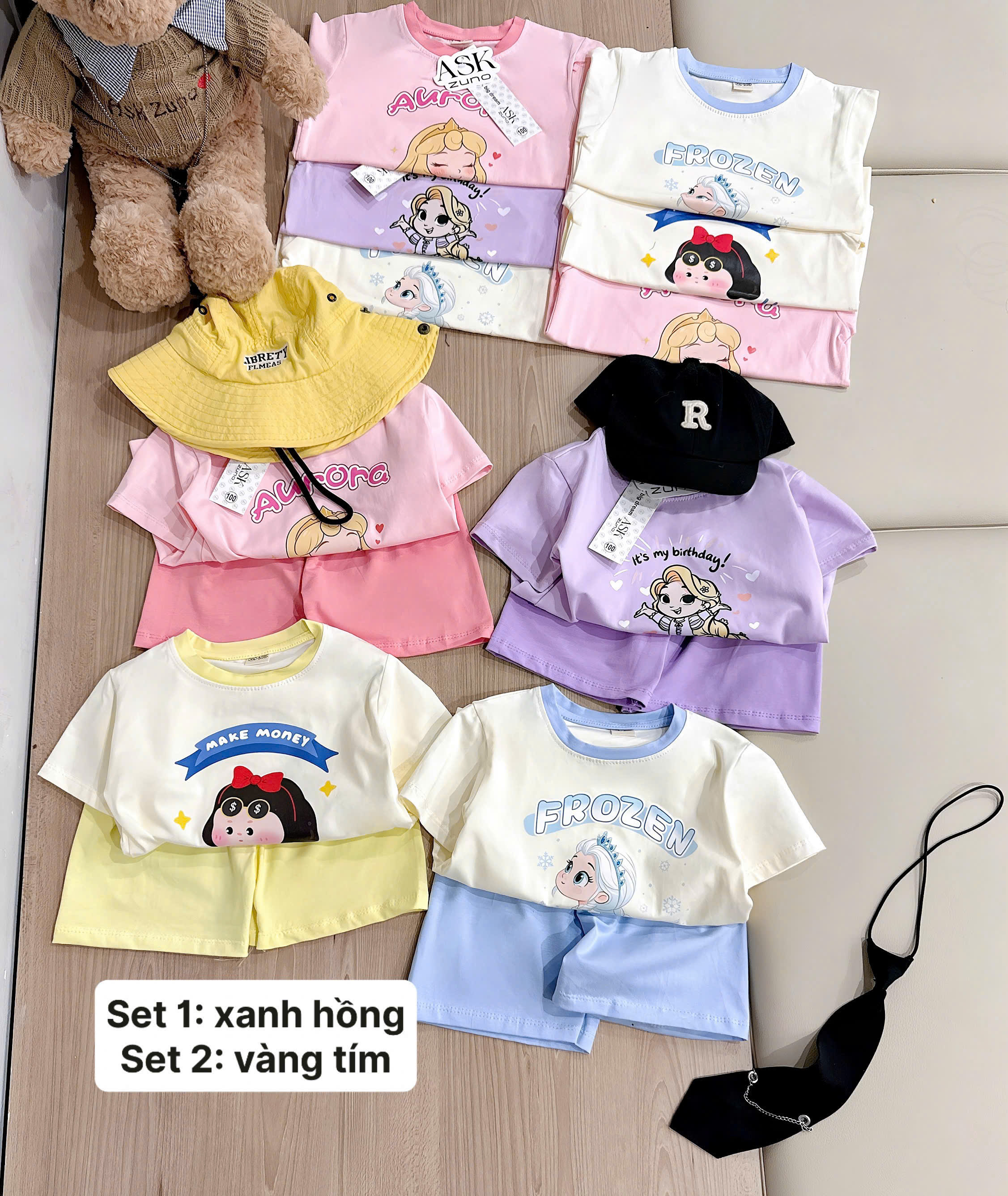 G975 - SET 2 BỘ ĐÙI BÉ GÁI CÔNG CHÚA NHÍ