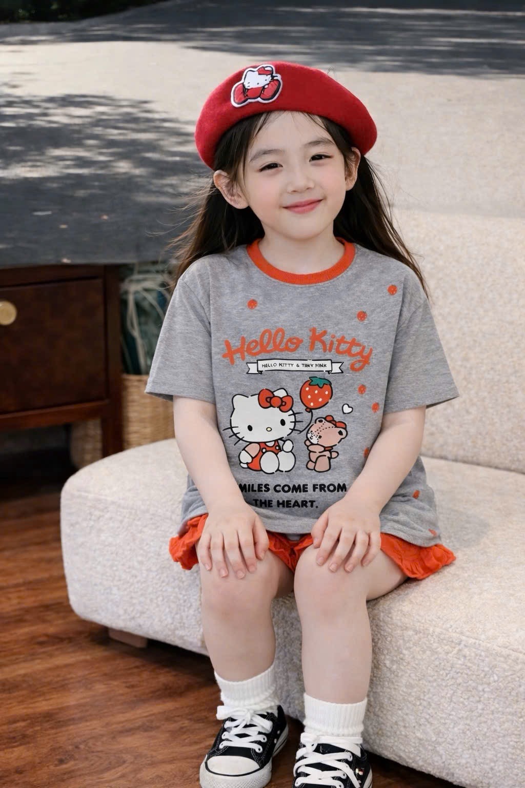 G978 - BỘ ĐÙI BÉ GÁI CHẤM BI HELLO KITTY QUẦN BÈO