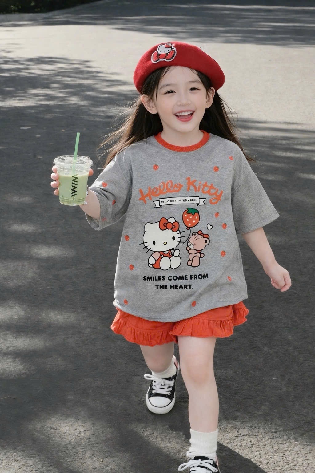 G978 - BỘ ĐÙI BÉ GÁI CHẤM BI HELLO KITTY QUẦN BÈO