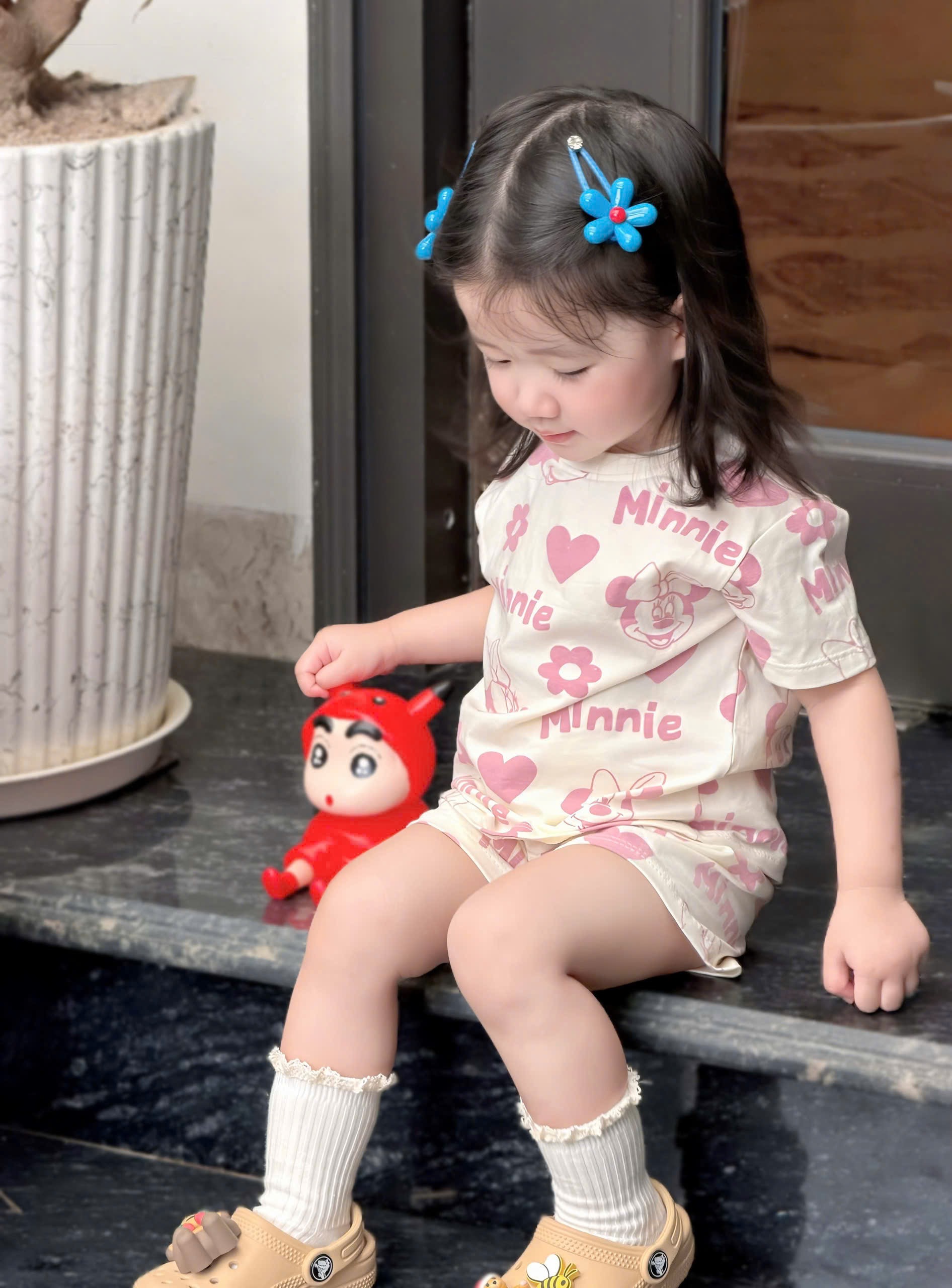 G980 - SET 2 BỘ ĐÙI BÉ GÁI MICKEY MINNIE VACANCE hồng be