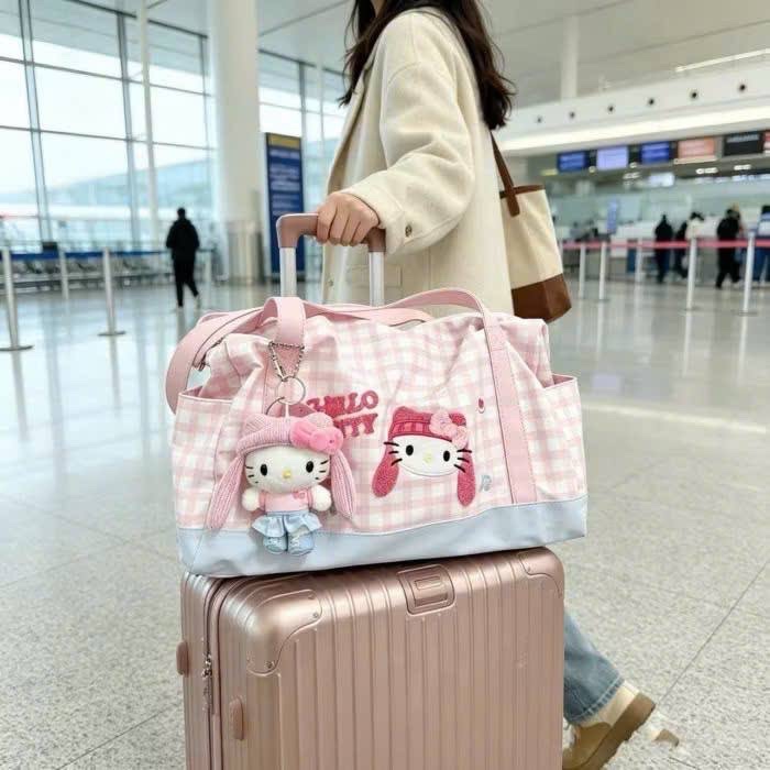 (chờ) PK315 - TÚI XÁCH HELLO KITTY KẺ HỒNG