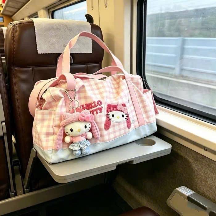 (chờ) PK315 - TÚI XÁCH HELLO KITTY KẺ HỒNG