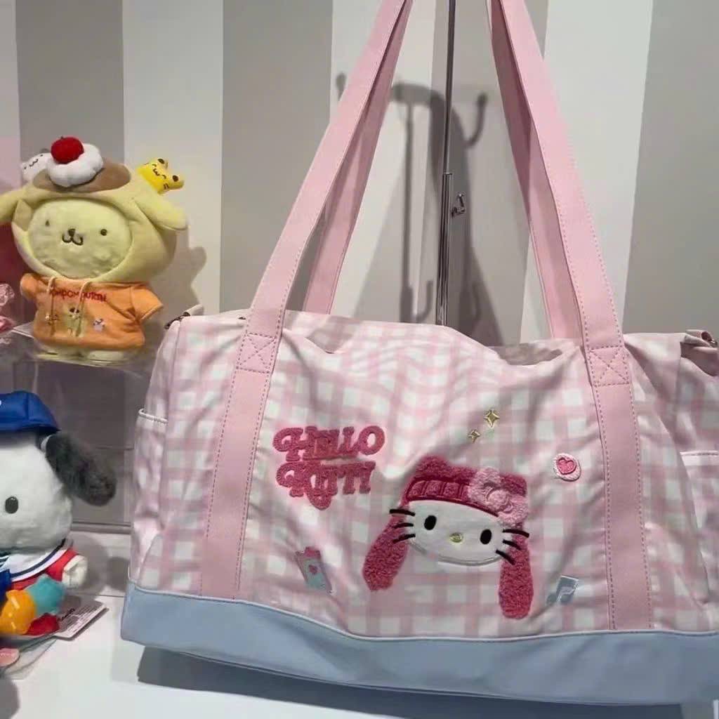 (chờ) PK315 - TÚI XÁCH HELLO KITTY KẺ HỒNG