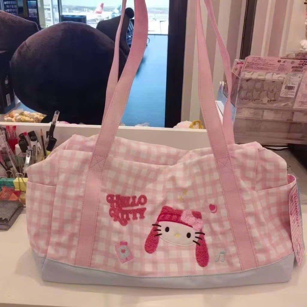 (chờ) PK315 - TÚI XÁCH HELLO KITTY KẺ HỒNG