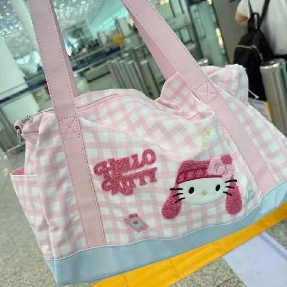 (chờ) PK315 - TÚI XÁCH HELLO KITTY KẺ HỒNG