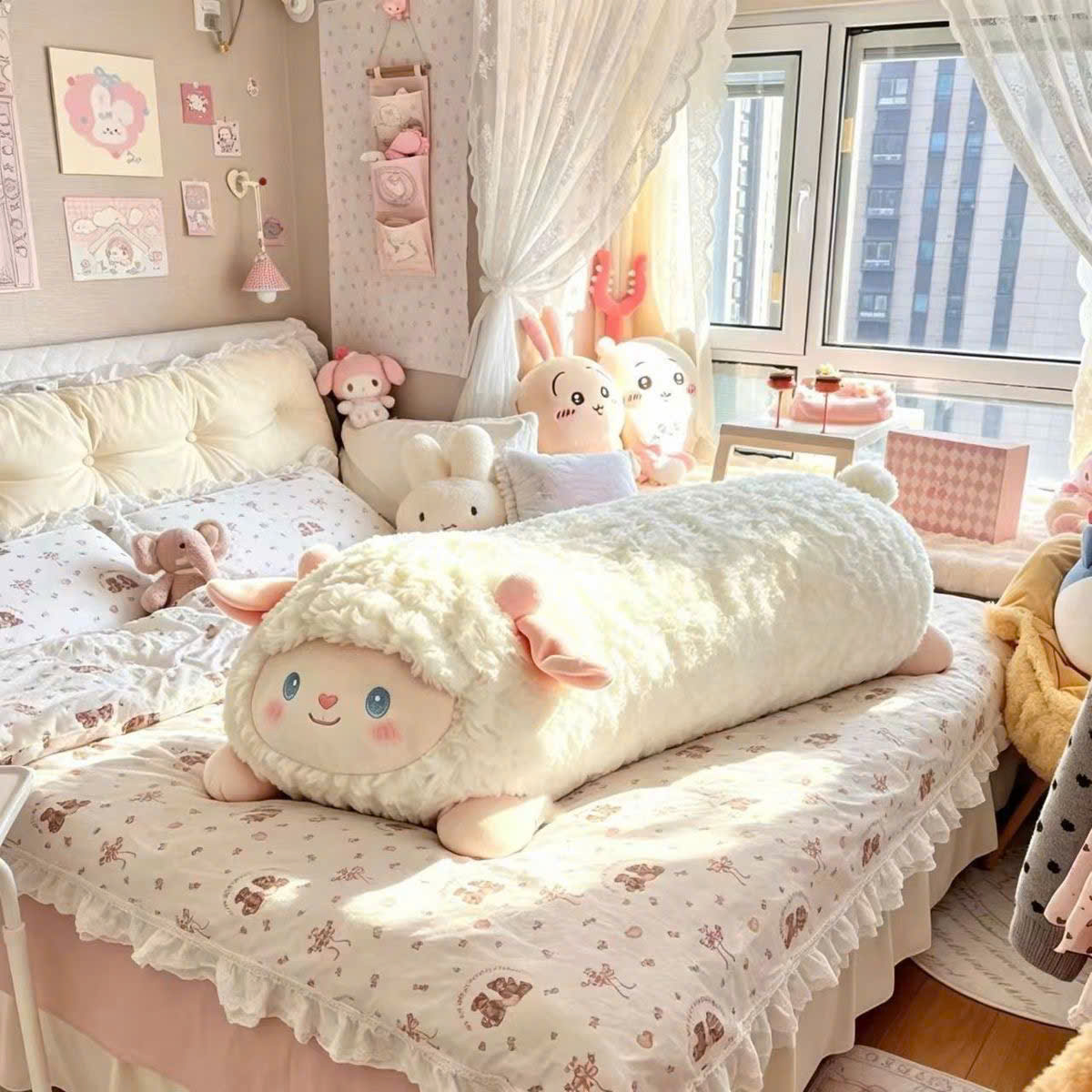 PK354 - GỐI ÔM CỪU TRẮNG 100CM