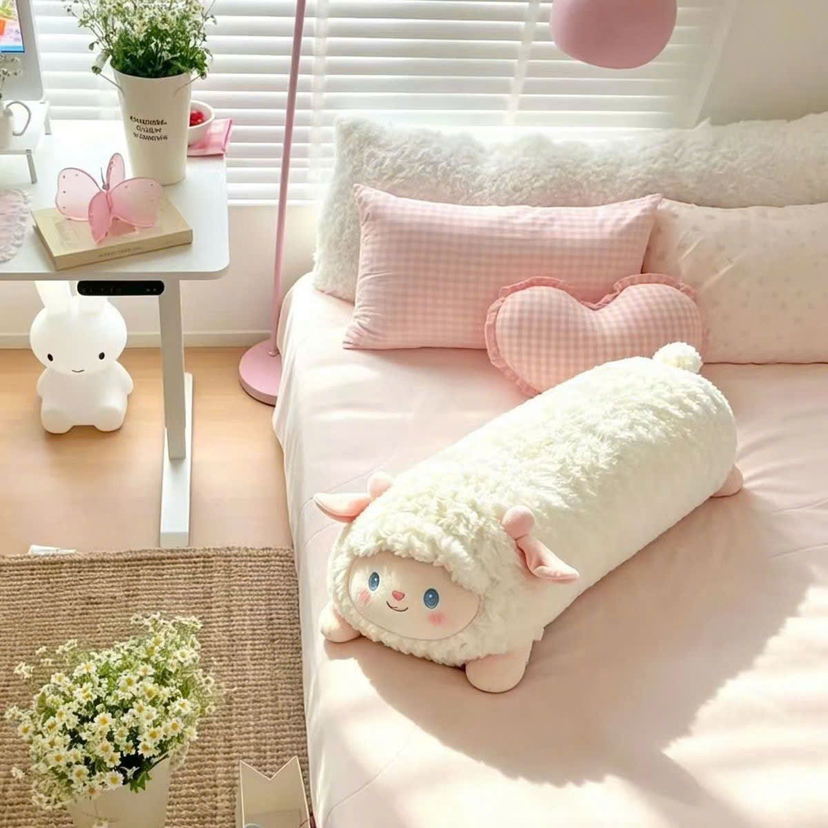 PK354 - GỐI ÔM CỪU TRẮNG 100CM