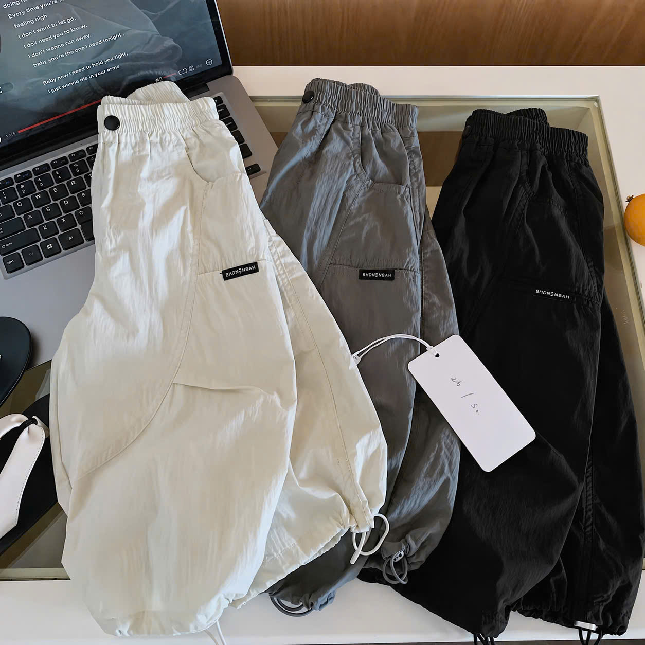 QB395 - SET 3 QUẦN GIÓ BÉ TRAI BOMBER đen xám be